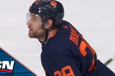 Oilers' Leon Draisaitl Buries His 43rd Goal Off A Nifty Give-And-Go Play With Warren Foegele