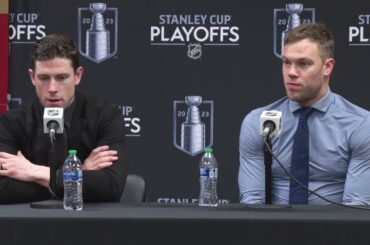 Charlie Coyle & Taylor Hall on Bruins Game 3 Win Over Panthers | Bruins Postgame Interview