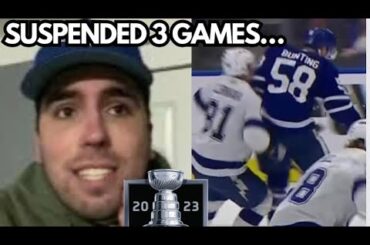 Michael Bunting SUSPENDED 3 GAMES for Hit on Erik Cernak REACTION