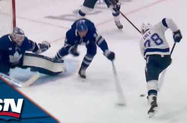 Lightning's Ian Cole Pulls Off Beautiful Deke To Evade Samsonov And Holl For Backhand Goal