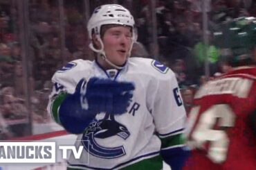 Brock Boeser Scores His 1st NHL Goal in Debut (Mar. 25, 2017)