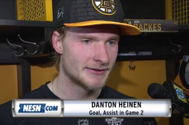 Danton Heinen Scores, Gets Assist In Game 2 As Bruins Top Canes