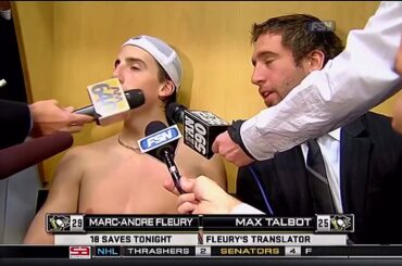 Max Talbot "Translates" For Marc-Andre Fleury 10-10-2009