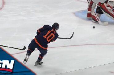 Oilers' Derek Ryan Snipes Bar Down To Finish Off Pretty Passing Play vs. Senators