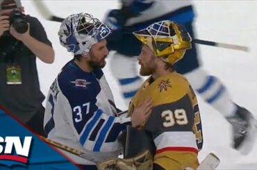 Vegas Golden Knights And Winnipeg Jets Exchange Handshakes Following Their Five-Game Series