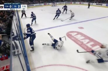 Nick Perbix clean check on Matthew Knies