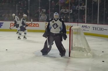 Milwaukee Admirals goalie Devin Cooley warms up 3/24/23