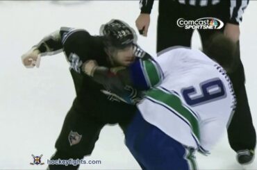 Zack Kassian vs Ryane Clowe Jan 27, 2013