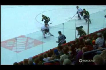 Max Domi check to the head on Brock McGinn 9 29 2013