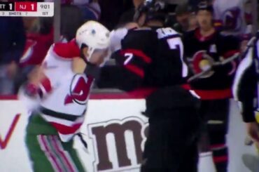 NHL hockey fight - Miles Wood(Devils) vs. Brady Tkachuk(Senators)