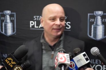 Montgomery Says Bruins "worried about making mistakes" in Playoffs | Bruins Interview