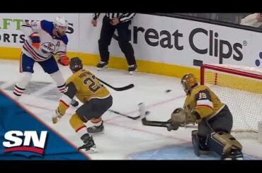 Oilers' Leon Draisaitl Scores Cheeky Goal From Impossible Angle vs. Golden Knights