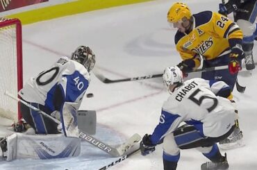 Raddysh uses a slick move to go top shelf on the Sea Dogs