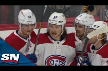 Canadiens' Michael Pezzetta Breaks Loose And Bats In His Own Rebound Mid-Air To Open The Scoring