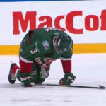 Pedan takes a knee-on-knee hit from Alexeyev