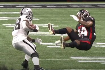 Josh Jacobs Sends Falcons Defender Flying w/ MASSIVE Truck