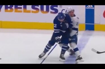 Jake McCabe Throws a Big Hit on Mikey Eyssimont