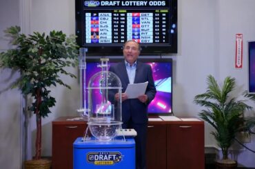 Gary Bettman conducts the 2023 NHL Draft Lottery