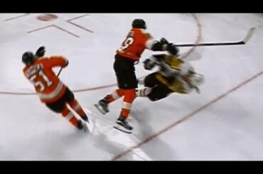 Giroux absolutely runs over Hagelin, Kessel responds