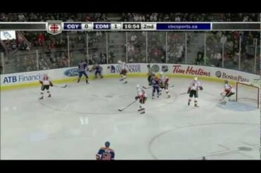 Andrew Cogliano fells Mark Giordano