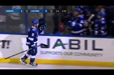 Tyler Johnson scores from a sharp angle, Nikita Kucherov and Mikhail Sergachev assisted (2018)