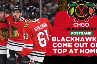 Erik Gustafsson scores on the first shot of tonight's game | CHGO Blackhawks Postgame Show
