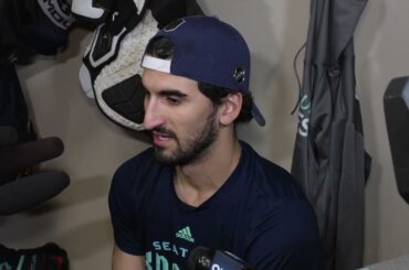 2023 #nhl Playoffs: Seattle Kraken Forward Matty Beniers - Round 2 Game 2 - Pregame - 05.04.23