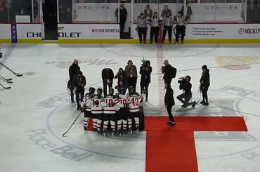 Canada captain Marie-Philip Poulin accepts trophy as Canada wins the Canada vs. USA Rivalry Series