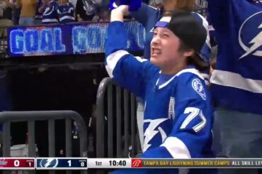 Mikhail Sergachev assists on Killorn's goal vs Capitals (30 mar 2023)