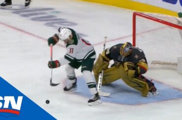Zach Parise Bats The Puck Between His Legs To Score Beauty On Marc-André Fleury