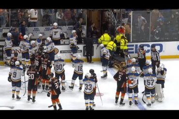 Jay Bouwmeester Collapses on the Bench (Dual-Feed)