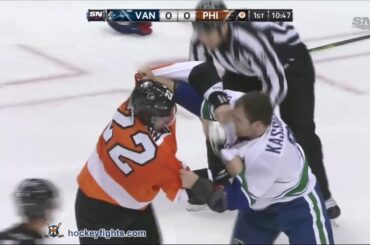 Zack Kassian vs Luke Schenn Oct 15, 2013