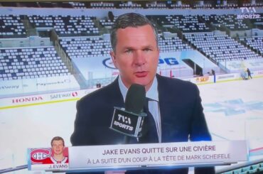 TVA Sports Renaud Lavoie sur la frappe par Mark Scheifele sur Jake Evans (CC Eng)