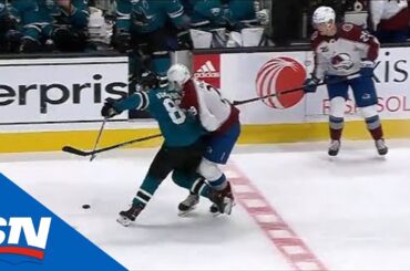 Nathan MacKinnon Leaves Game After Dangerous Hit To The Head By Sharks’ Joachim Blichfeld