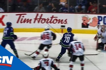 Tanner Pearson Bats Puck Out Of Air, Past Anders Nilsson