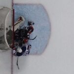 Gibson lets Caggiula shot slide through for early Oilers lead