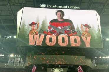 NJ Devils Miles Wood Gives Devils 6-2 Lead vs. Carolina Hurricanes Game 3 IN ARENA CAM