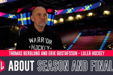Luleå Hockey Head Coach Thomas Berglund and captain Erik Gustafsson ahead of the 2023 CHL Final