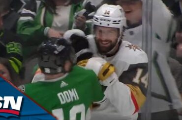 Dallas Fans Litter Ice With Debris, Max Domi Tangles With Nicolas Hague In Chaotic End To Period