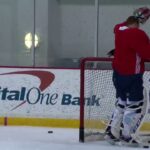 Evgeny Kuznetsov plays as goalie on Capitals training