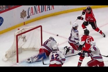 Dzingel takes rolling puck, roofs it past Lundqvist