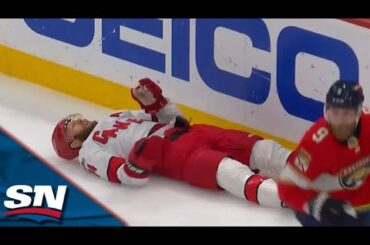 Hurricanes' Jaccob Slavin Heads To Dressing Room After Taking Massive Hit From Sam Bennett