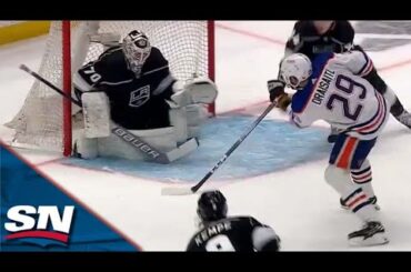 Oilers' Leon Draisaitl Beats Joonas Korpisalo After Connor McDavid Forces Turnover vs. Kings