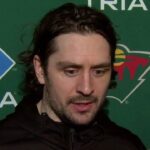 Mats Zuccarello speaks with media following Wild's 3-1 win over Hurricanes