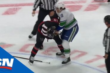 Ryan Dzingel & Jake Virtanen Drop The Gloves For Tussle Off Faceoff