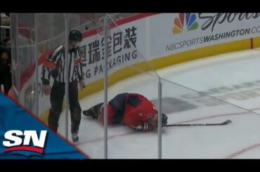 Alexander Ovechkin Leaves The Game After Going Down Awkwardly Into The Boards