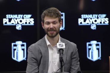 2023 #nhl Playoffs: Seattle Kraken Forward Oliver Bjorkstrand - Postgame - Game 7 - 04.30.23