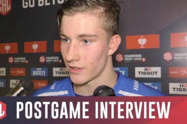 Goalie Lukáš Dostál after Kometa's home win over EV Zug