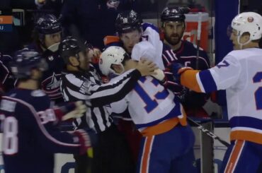 Pierre-Luc Dubois and Matthew Barzal Scrum (Mar. 26, 2019)