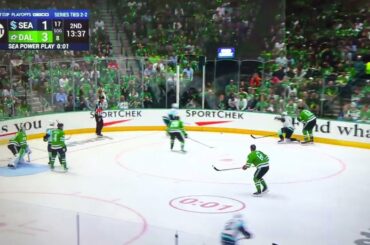 Evgenii Dadonov with a huge open ice hit on Tye Kartye